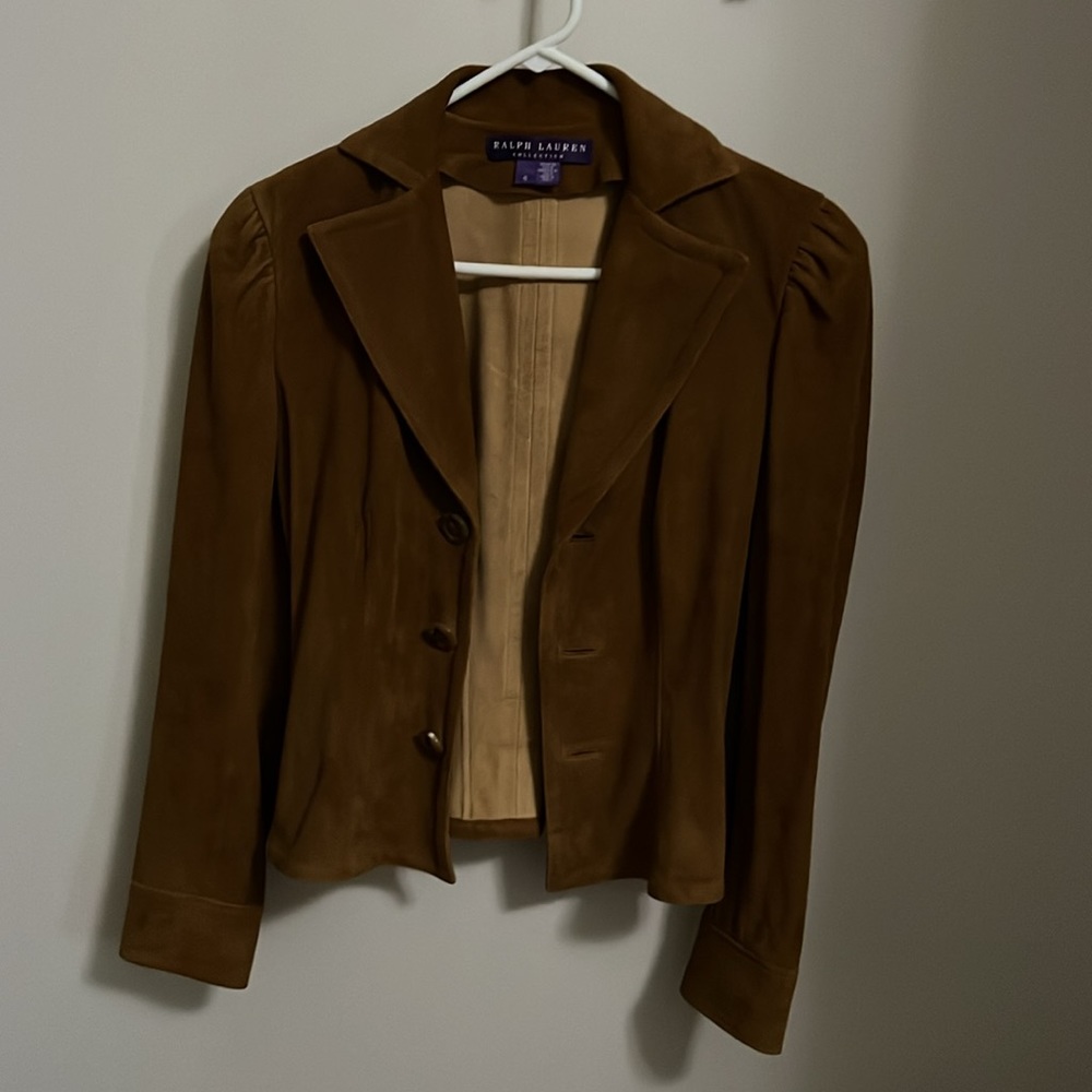 Ralph Lauren Purple Label Collection Suede fitted Womens jacket, Size 6 - Picture 7 of 16